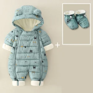 combinaison hiver pour bébé bleu lama