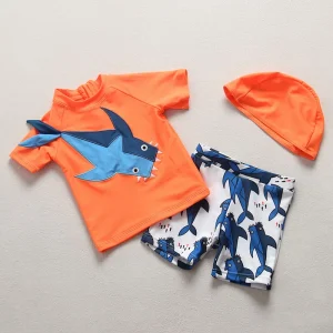 combinaison anti uv bébé requin orange