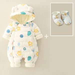 combinaison hiver pour bébé fleurs colorées