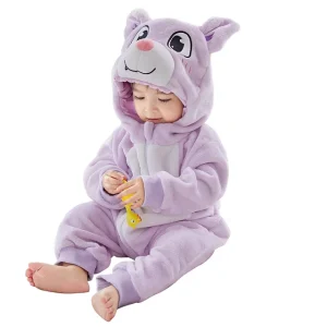 combinaison pyjama bébé ourson violet