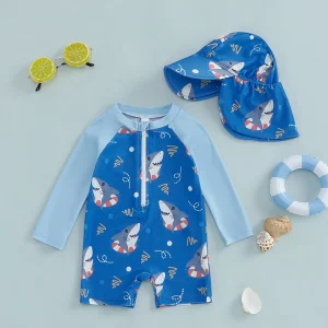 combinaison de bain bébé bleu léger