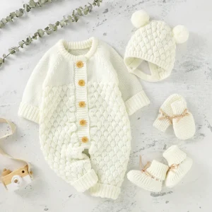 combinaison bébé tricot avec bonnet