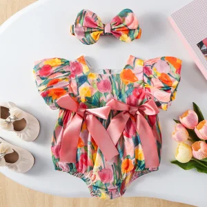 combinaison été bébé bouquet