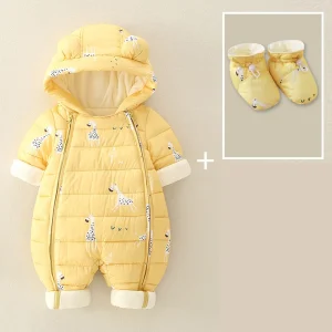 combinaison hiver pour bébé jaune girafe