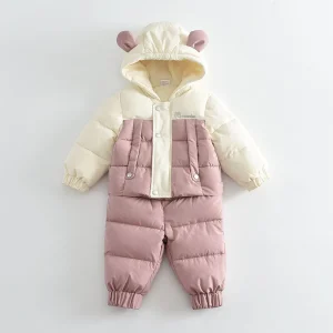 bebe combinaison ski anorak blanc et rose