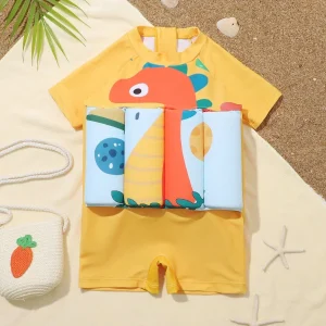 combinaison de bain bébé dinosaure orange