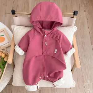 combinaison pluie bébé rose bonbon