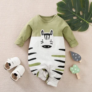combinaison bébé zebre vert