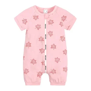 combinaison pyjama bébé feuille rose