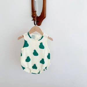combinaison bébé été fille poire verte
