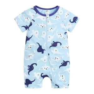 combinaison pyjama bébé dinosaure bleu et blanc