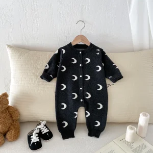combinaison tricot bébé lune noire
