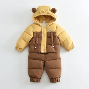 combinaison ski bébé anorak jaune marron