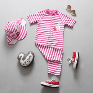 combinaison anti uv bébé rayures rouges